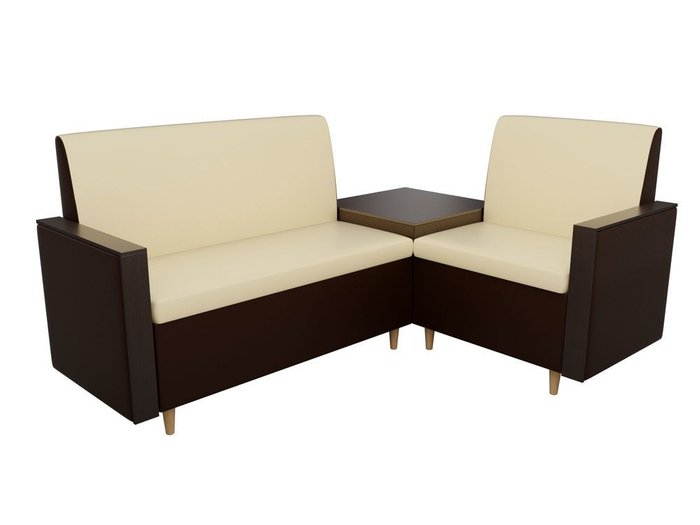 Кухонный угловой диван Модерн бежево-коричневого цвета (экокожа) - лучшие Угловые диваны в INMYROOM