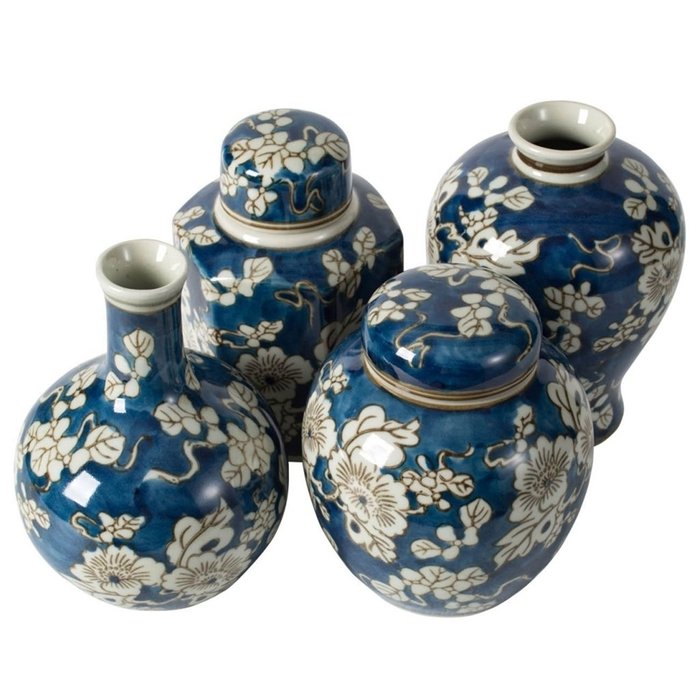 Набор из четырех ваз с роскошным синим фоном - купить Вазы  по цене 6670.0
