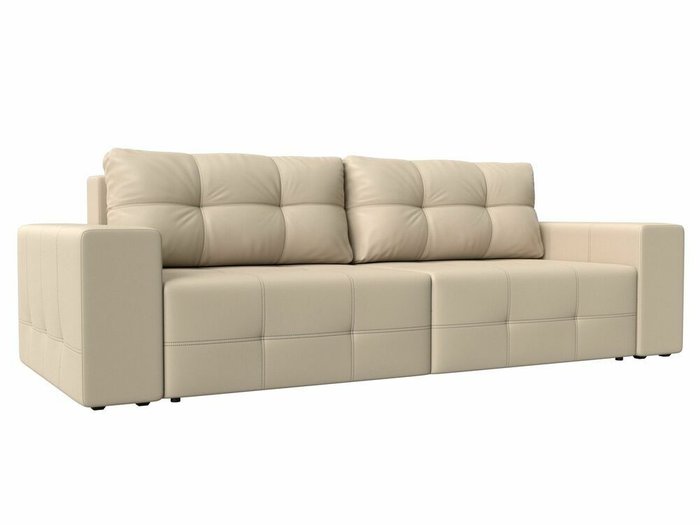 Прямой диван-кровать Перри бежевого цвета (экокожа)