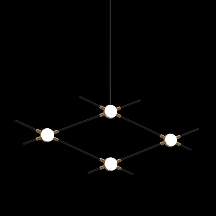 Подвесная люстра Molecular черно-золотого цвета - лучшие Подвесные люстры в INMYROOM