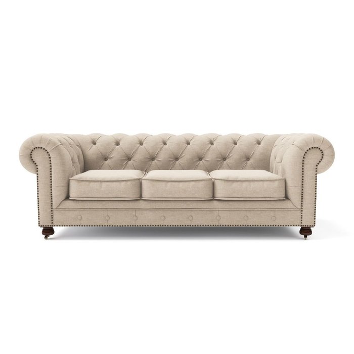 Трехместный диван Chesterfield Lux бежевого цвета