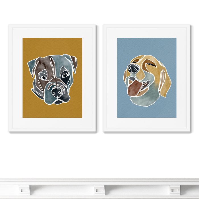 Набор из 2-х репродукций картин в раме Happy dogs, No3