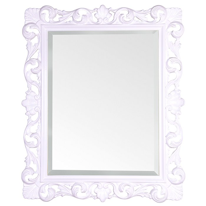Настенное зеркало в деревянной раме белого цвета