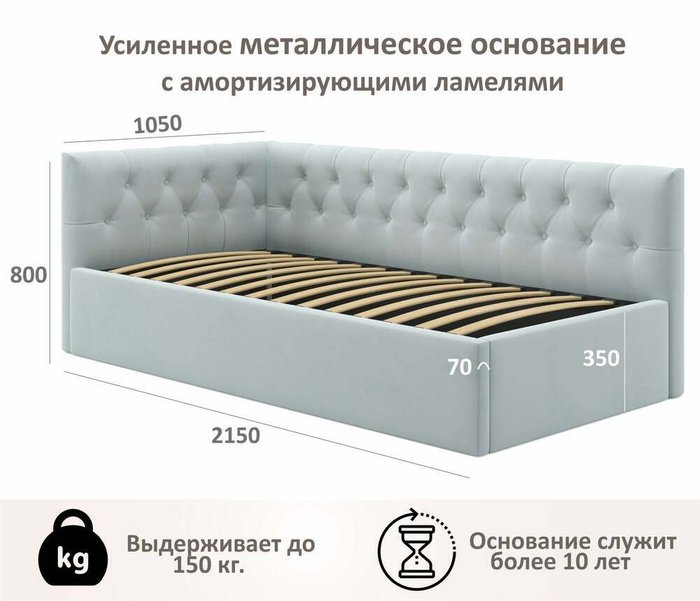 Кровать Afelia 90х200 мятного цвета с двумя ящиками и бортиком - лучшие Кровати для спальни в INMYROOM