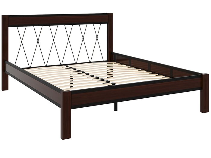 Кровать Кантри 140х200 без подъемного механизма черно-коричневого цвета - лучшие Кровати для спальни в INMYROOM