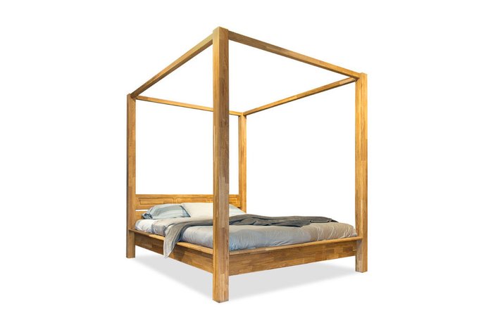 Кровать Берген с балдахином 160х200 светло-коричневого цвета
