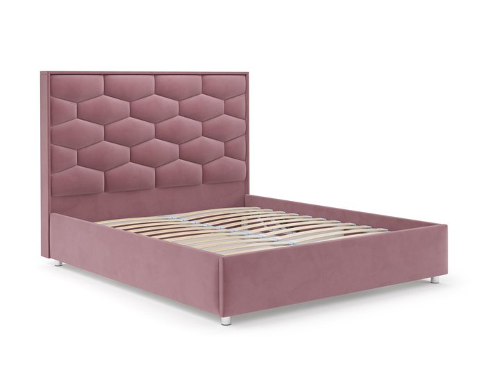 Кровать Рица 140х190 пудрового цвета с подъемным механизмом (велюр) - лучшие Кровати для спальни в INMYROOM