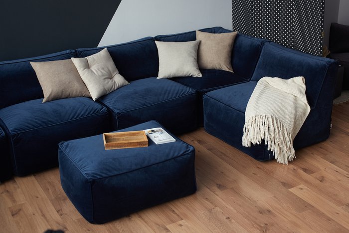 Модульный диван Alfred темно-синего цвета - купить Бескаркасная мебель по цене 175340.0