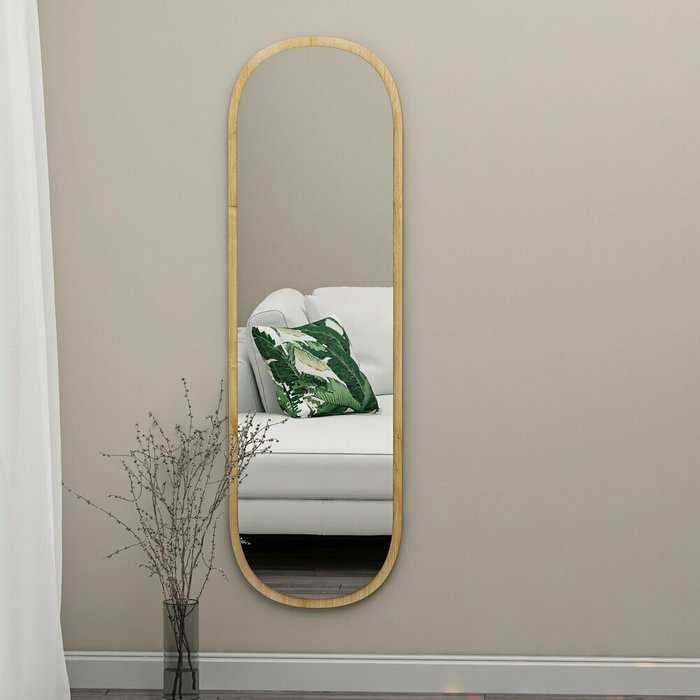 Настенное зеркало Decor 40х120 бежевого цвета - купить Настенные зеркала по цене 26867.0