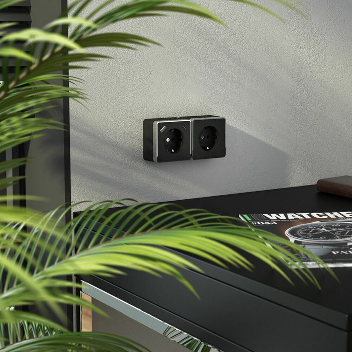 Розетка с заземлением, шторками и USB тип A+C Gallant чёрный хром W5071735 Накладные механизмы Gallant черный/хром - лучшие Розетки в INMYROOM Розетка с заземлением, шторками и USB тип A+C Gallant чёрный хром W5071735 Накладные механизмы Gallant черный/хром - лучшие Розетки в INMYROOM