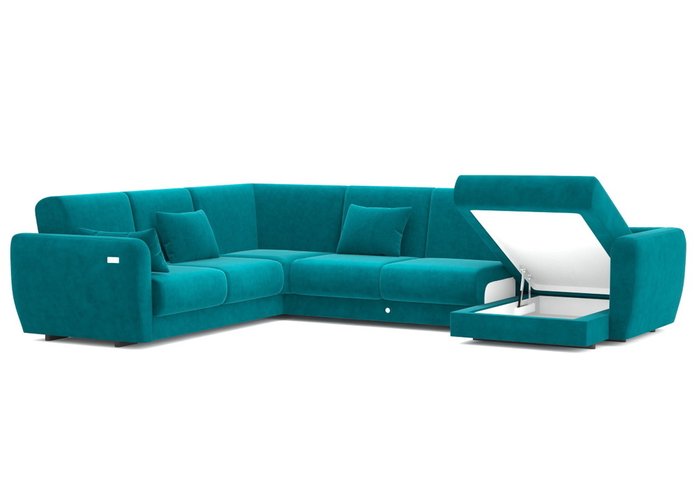 Модульный угловой диван-кровать бирюзового цвета - купить Угловые диваны по цене 325000.0