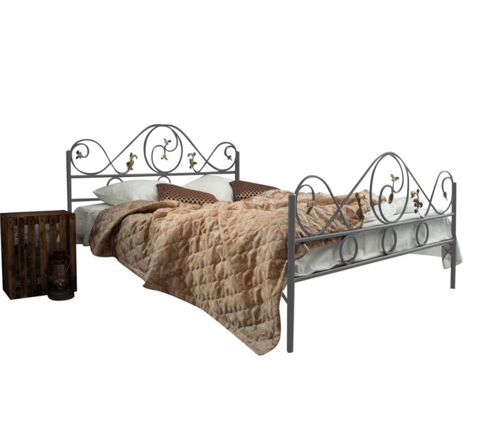 Кровать Венеция 140х200 серого цвета - купить Кровати для спальни по цене 31990.0