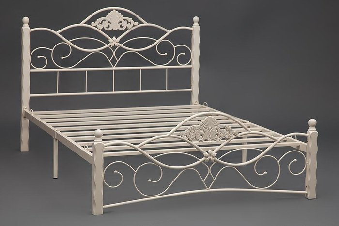Кровать Canzona 140х200 белого цвета - купить Кровати для спальни по цене 16890.0 Кровать Canzona 140х200 белого цвета - купить Кровати для спальни по цене 16890.0