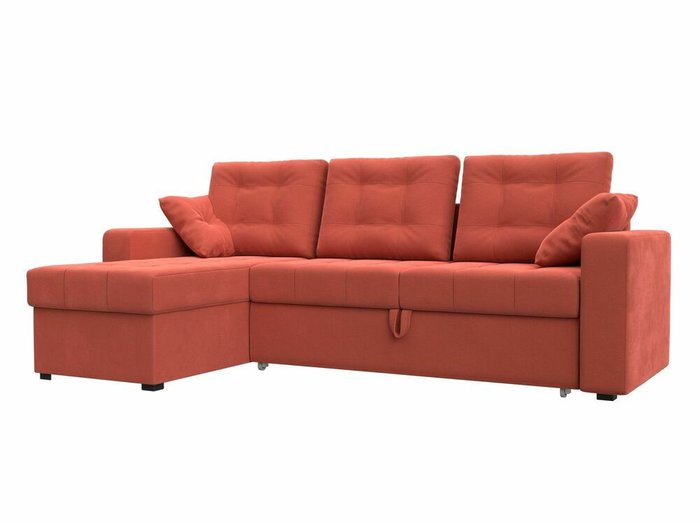 Угловой диван-кровать Камелот кораллового цвета левый угол