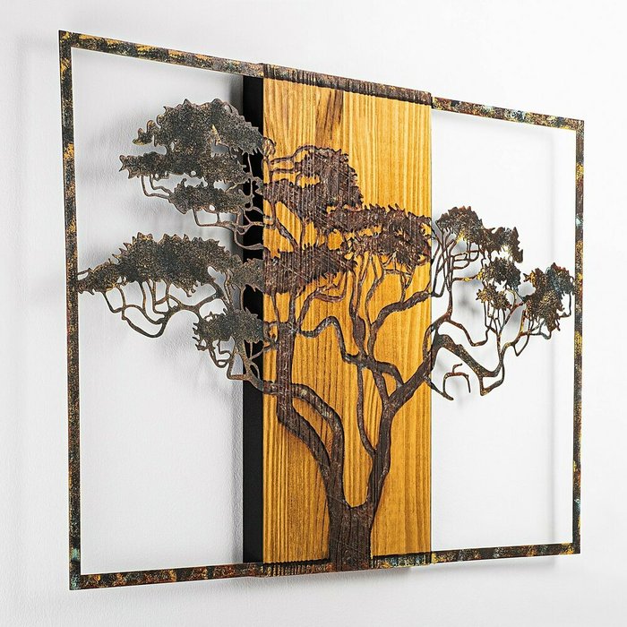 Настенный декор Дерево 90x58 коричневого цвета - купить Декор стен по цене 31841.0