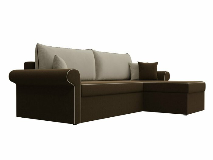Угловой диван-кровать Милфорд бежево-коричневого цвета правый угол - лучшие Угловые диваны в INMYROOM
