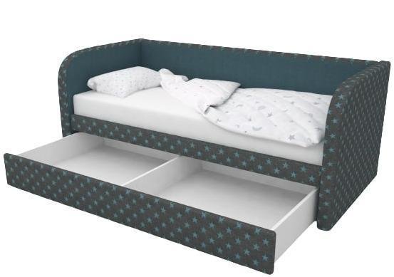 Диван-кровать Уно сине-зеленого цвета с бортиком и бельевым ящиком - купить Прямые диваны по цене 22200.0