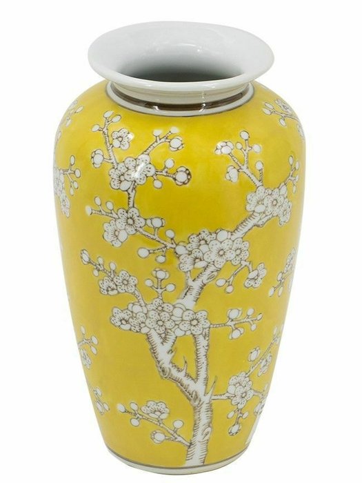Фарфоровая ваза H27 желто-белого цвета
