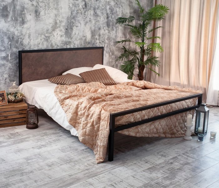 Кровать Лоренцо 120х200 черного цвета с коричневой вставкой - лучшие Кровати для спальни в INMYROOM