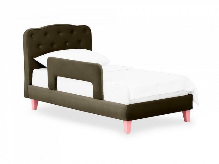 Кровать Candy 80х160 темно-коричневого цвета с розовыми ножками - купить Одноярусные кроватки по цене 28620.0
