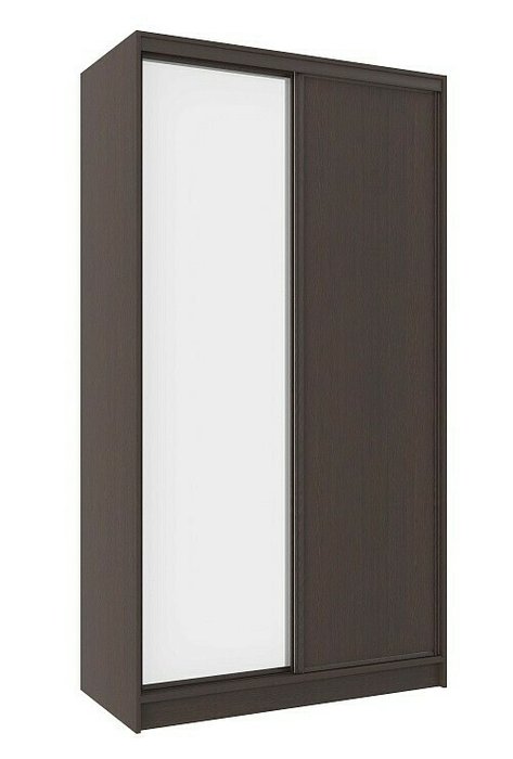 Шкаф-купе двухдверный с зеркалом темно-коричневого цвета