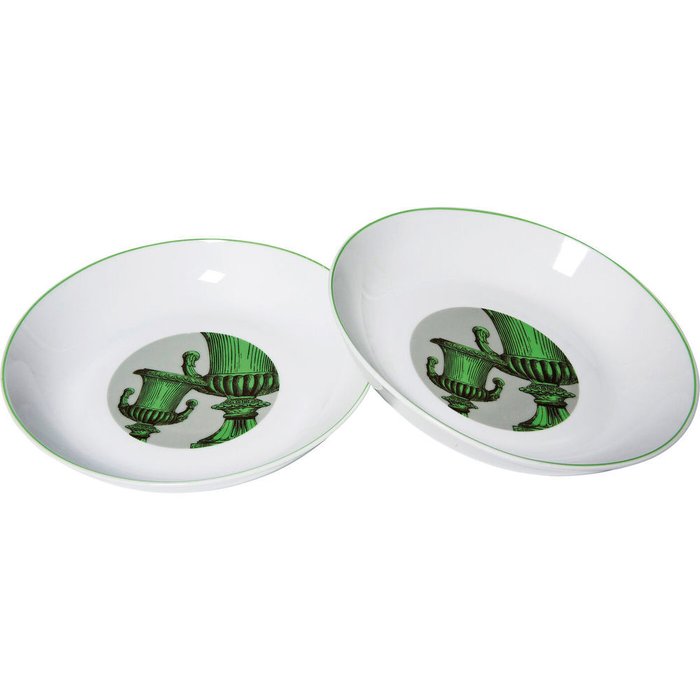 Набор из двух тарелок Barock бело-зеленого цвета