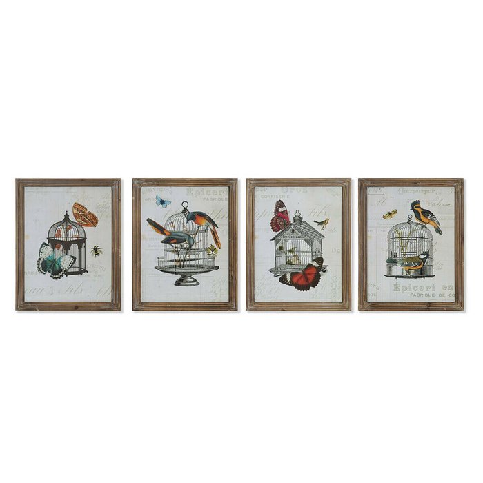 Картина 34 x 2 x 44 cm клетка Shabby Chic (4 Предметы)