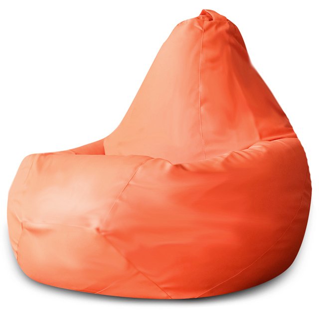 Кресло-мешок Груша XL в обивке из экокожа оранжевого цвета