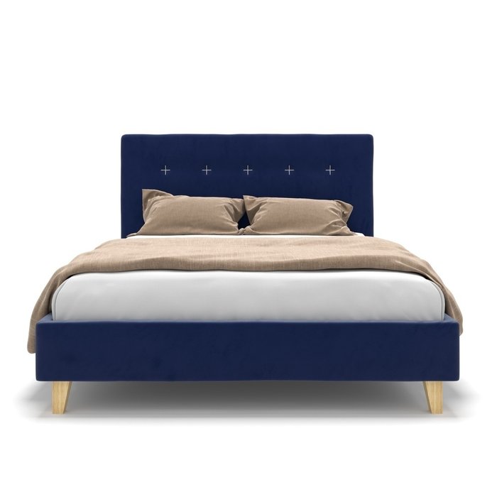 Кровать Gisele синяя на ножках 180х200 - купить Кровати для спальни по цене 66900.0