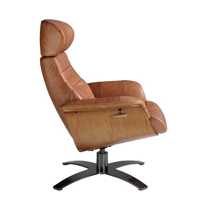 Поворотное кресло из натуральной кожи коричневого цвета - лучшие Интерьерные кресла в INMYROOM