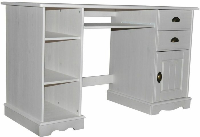 Письменный стол из массива сосны Клаудия белого цвета - купить Письменные столы по цене 31400.0