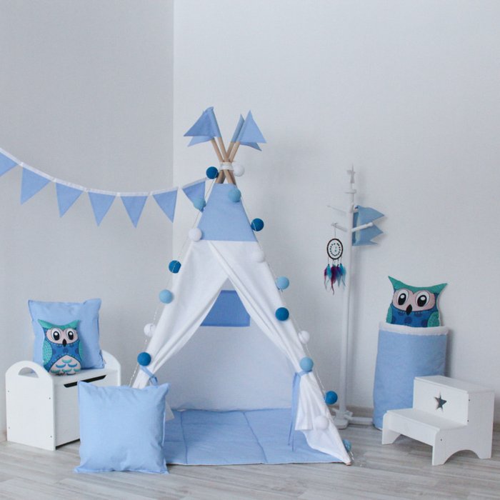 Подушка Simple Blue из 100% хлопка - купить Декоративные подушки по цене 390.0