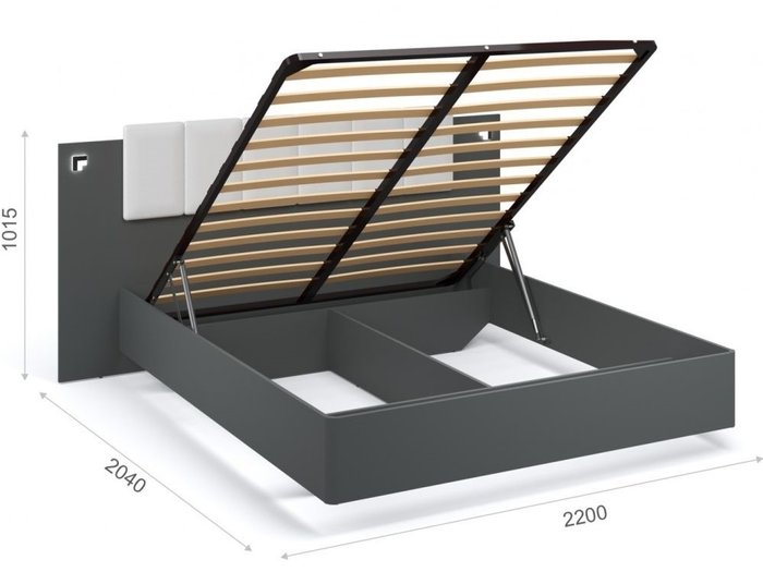 Кровать с подъемным механизмом Мишель 160х200 цвета антрацит - купить Кровати для спальни по цене 27548.0