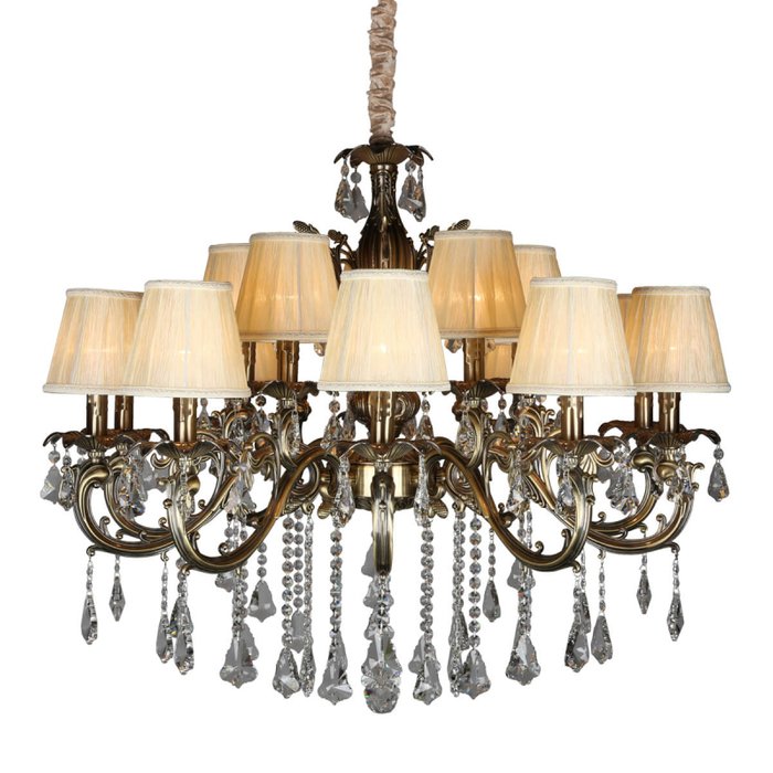 Большая люстра Catanzaro OML-30813-15 (ткань, цвет бежевый)