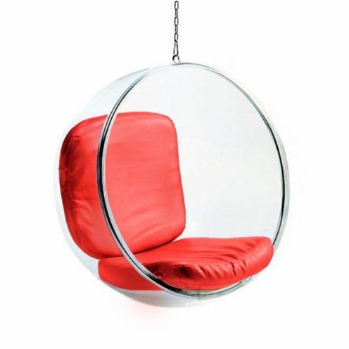 Кресло подвесное Bubble Chair Красная Экокожа