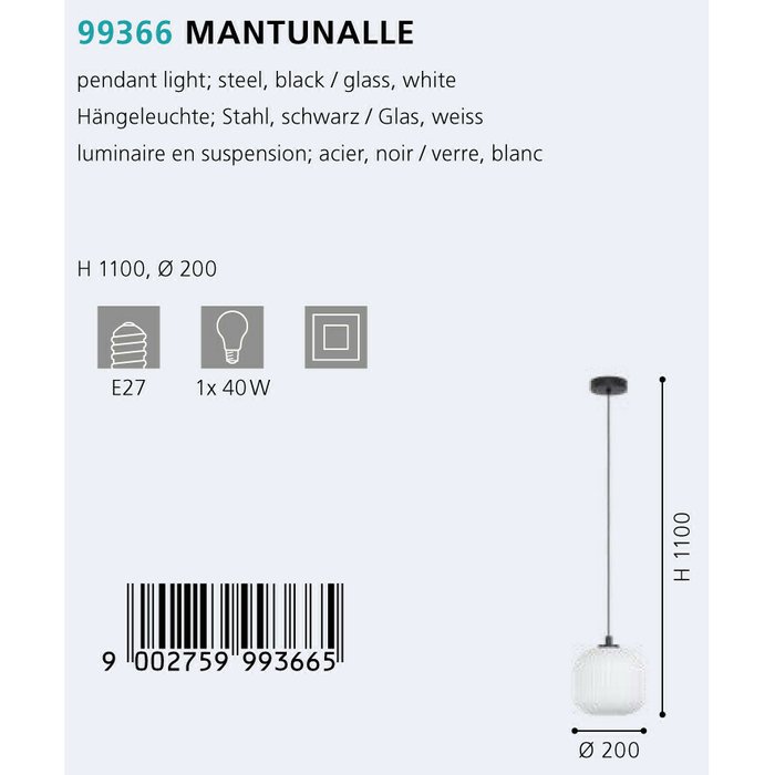 Подвесной светильник Mantunalle белого цвета - купить Подвесные светильники по цене 6590.0