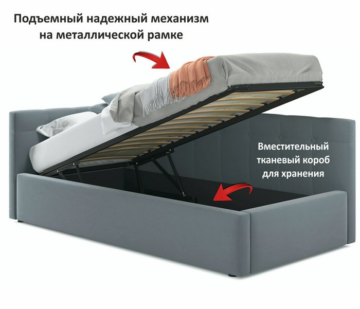 Кровать Bonna 90х200 с подъемным механизмом серого цвета - лучшие Кровати для спальни в INMYROOM