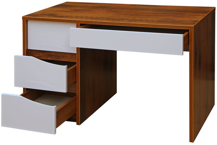 Стол письменный Монако бело-коричневого цвета с тумбой слева - купить Письменные столы по цене 17800.0