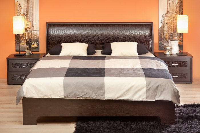 Кровать Парма-3 180х200 цвета венге без подъемного механизма - купить Кровати для спальни по цене 27897.0