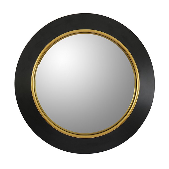 Декоративное настенное зеркало Морган S (fish-eye) в раме черно-золотистого цвета