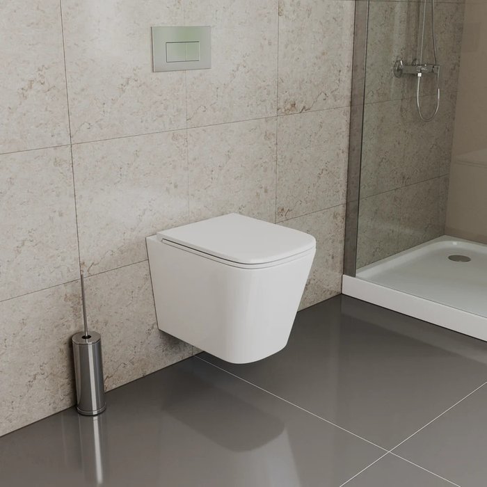 Унитаз подвесной Damp;K Quadro белый, безободковый, с микролифтом - купить Чаши унитазов по цене 19975.0