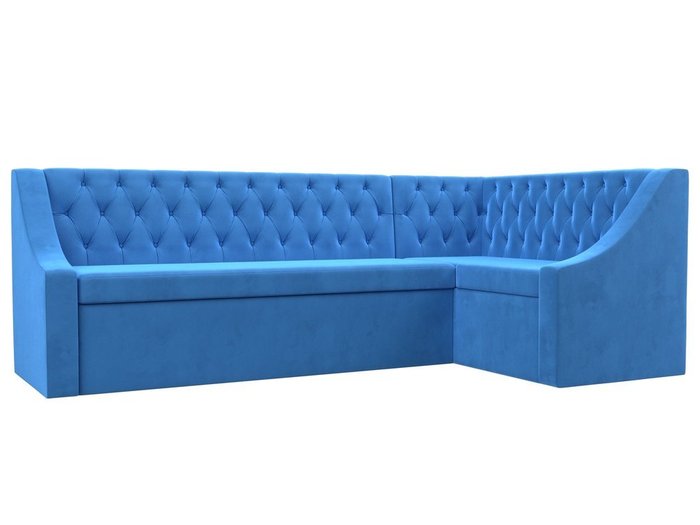 Кухонный угловой диван-кровать Мерлин голубого цвета правый угол