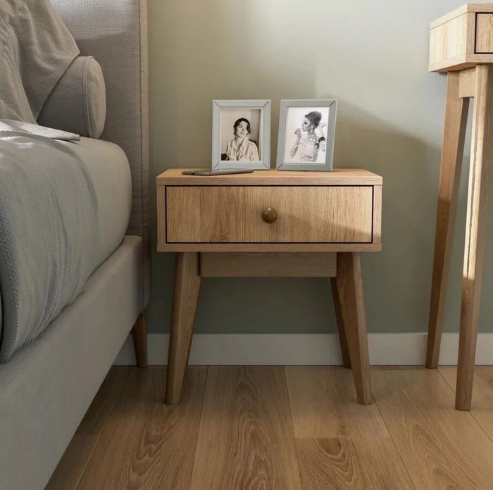Тумба прикроватная Wood бежевого цвета - купить Прикроватные тумбы по цене 12090.0