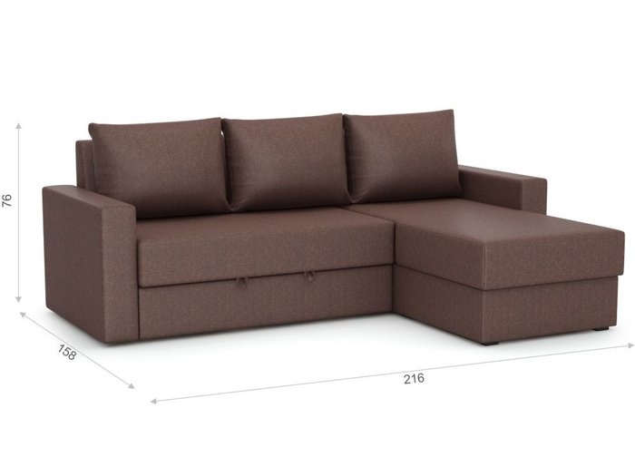 Угловой диван-кровать Лео коричневого цвета - лучшие Угловые диваны в INMYROOM