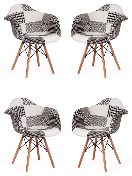 Комплект из четырех стульев Cindy черно-белого цвета