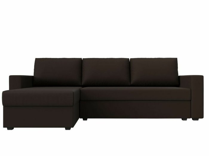 Угловой диван-кровать Траумберг Лайт коричневого цвета левый угол (экокожа) - купить Угловые диваны по цене 25999.0