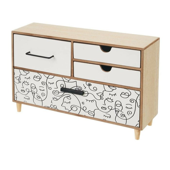 Шкатулка ONE LINE Белый Чёрный Натуральный Деревянный MDF 36 x 11 x 23 cm