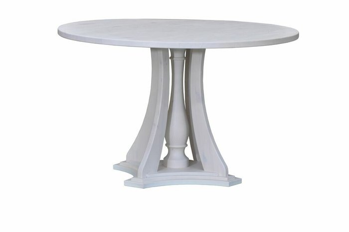 Обеденный стол круглый из массива сосны Эванс в белом цвете - купить Обеденные столы по цене 66700.0
