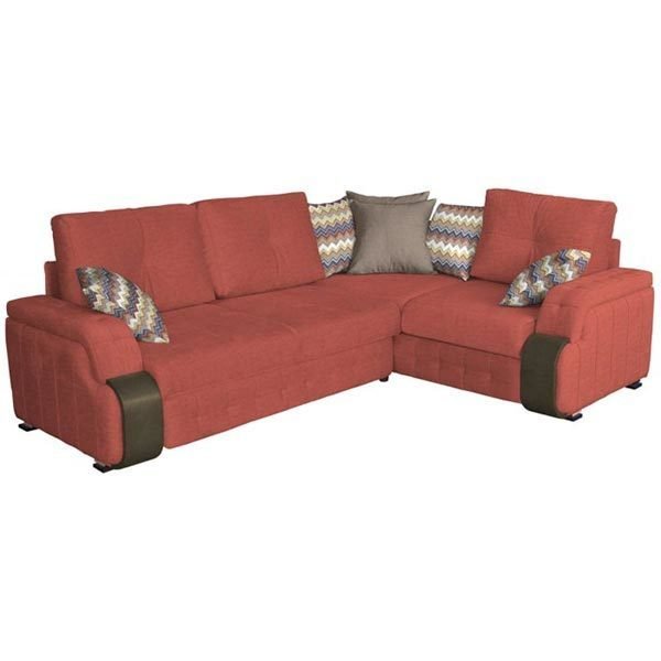 Угловой диван Николь в обивке из велюра кирпичного цвета