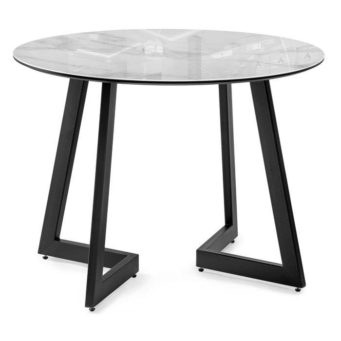 Раздвижной обеденный стол Алингсос бело-серого цвета - купить Обеденные столы по цене 23390.0